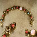 Antique Bookchain Victorian bracelet Cherubs opals pearl coral turquoise