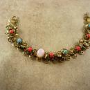 Antique Bookchain Victorian bracelet Cherubs opals pearl coral turquoise