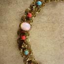 Antique Bookchain Victorian bracelet Cherubs opals pearl coral turquoise