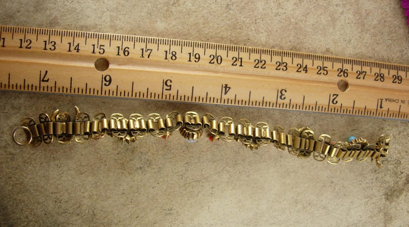 Antique Bookchain Victorian bracelet Cherubs opals pearl coral turquoise