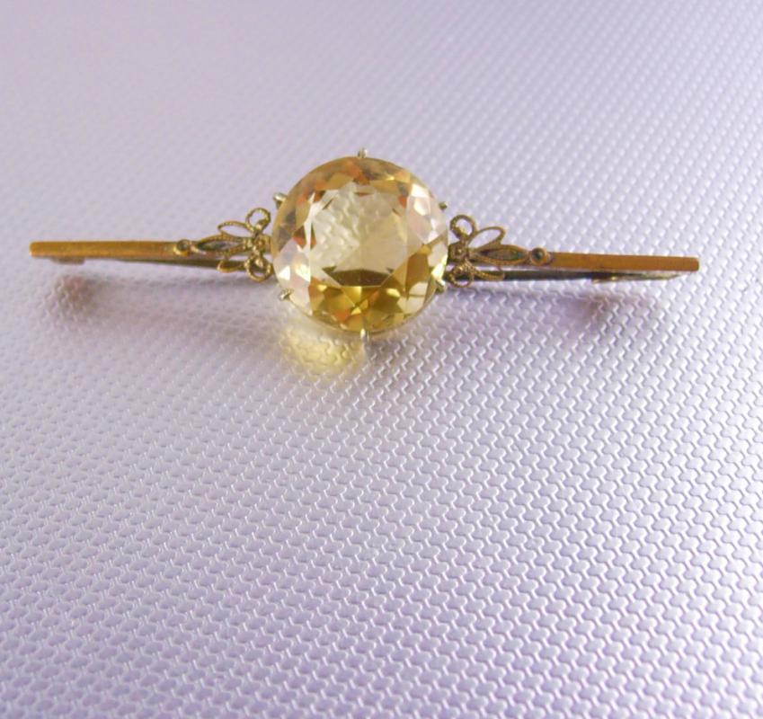 Huge Victorian Citrine Brooch loaded with facets C Clasp