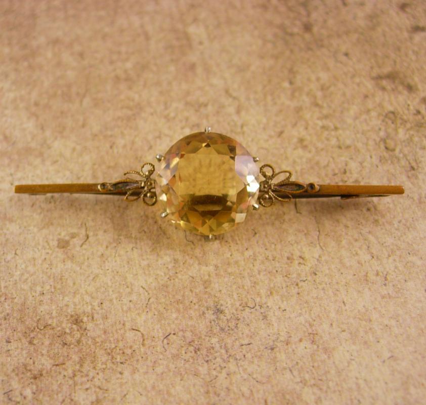 Huge Victorian Citrine Brooch loaded with facets C Clasp