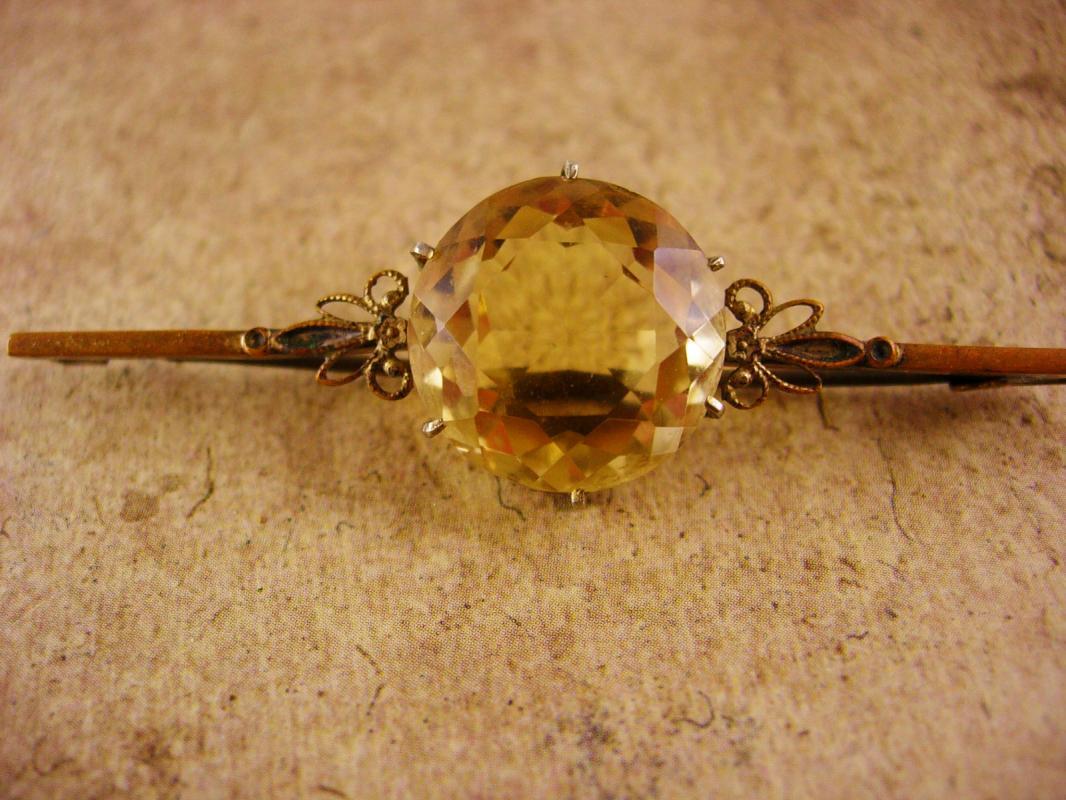 Huge Victorian Citrine Brooch loaded with facets C Clasp