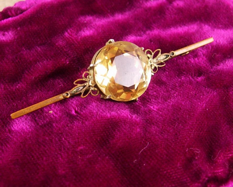 Huge Victorian Citrine Brooch loaded with facets C Clasp