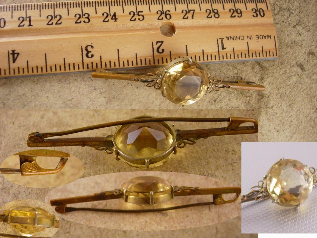 Huge Victorian Citrine Brooch loaded with facets C Clasp