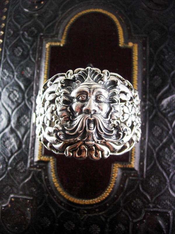 Huge Vintage Mythology Bacchus bracelet Art nouveau relief