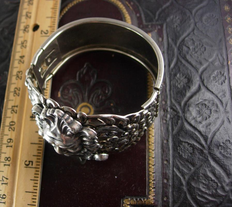 Huge Vintage Mythology Bacchus bracelet Art nouveau relief