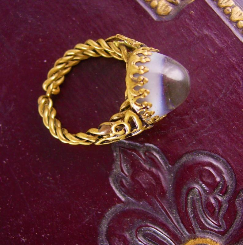 Vintage huge Moonstone West Germany Ring fancy setting size 6 to 7