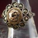 Antique Russian Rose Gold ring sterling with sweetheart flower OOAK