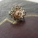 Antique Russian Rose Gold ring sterling with sweetheart flower OOAK