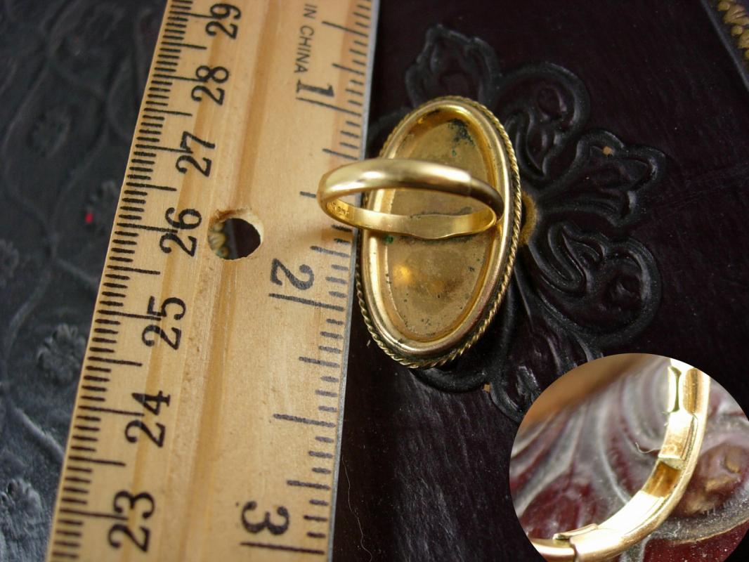 Vintage Large Tigereye 12kt gf Ring signed size 4 1/2