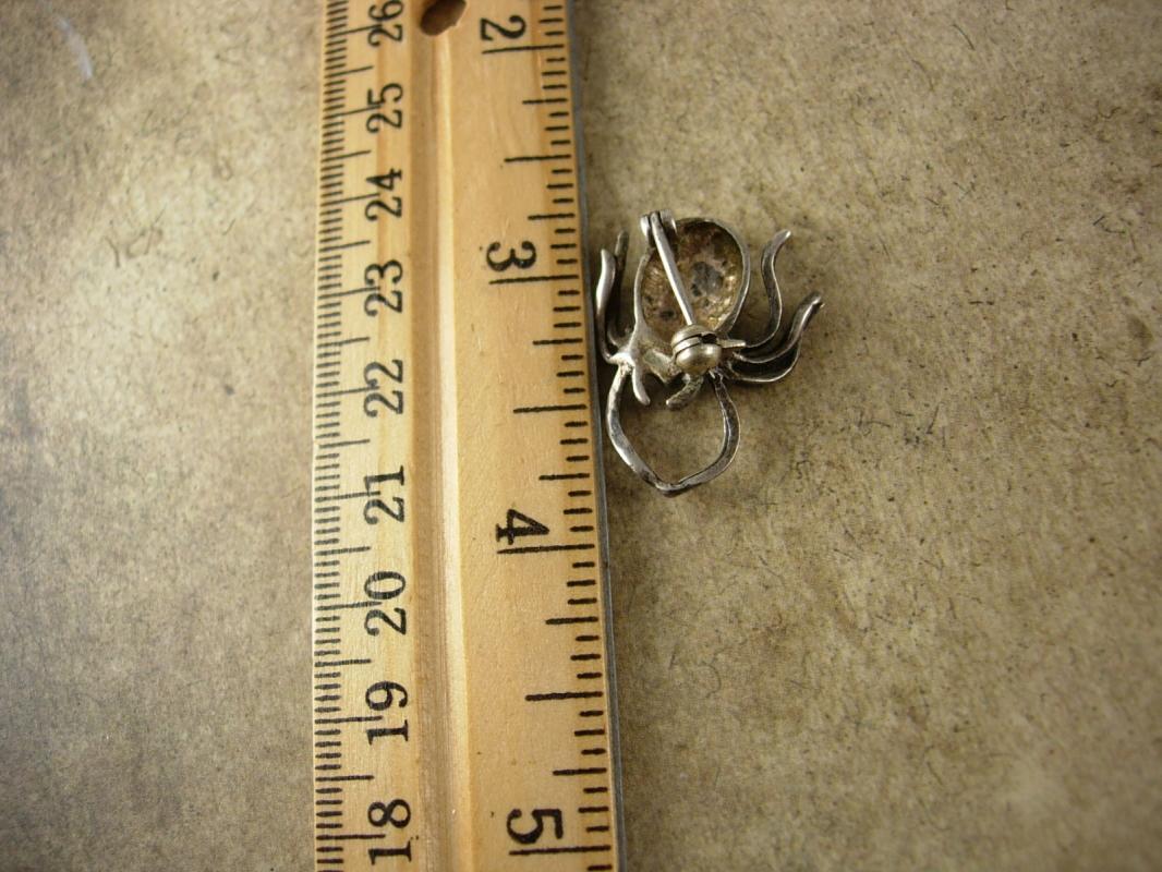 Vintage Sterling SPIDER Brooch Pendant marcasites silver pin