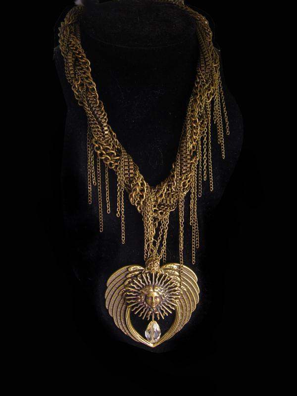 Mystical Medusa Winged fringe necklace statement ooak