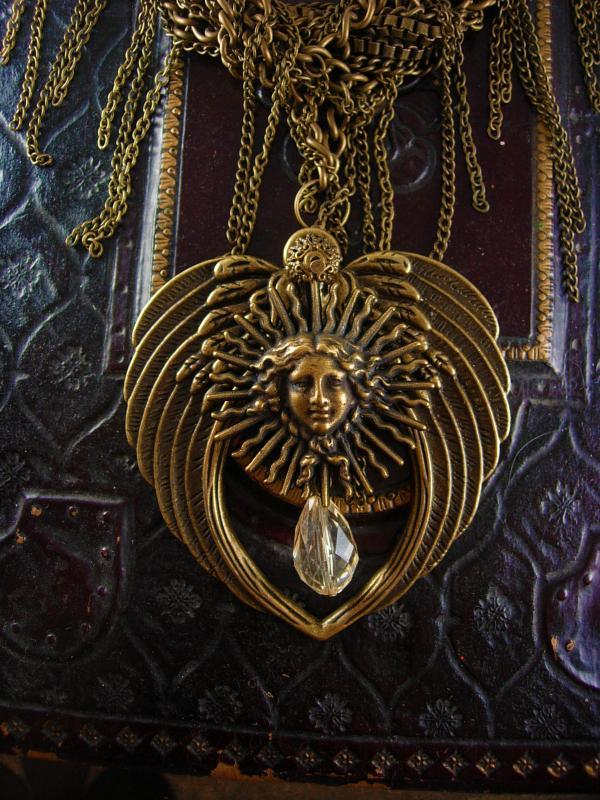 Mystical Medusa Winged fringe necklace statement ooak