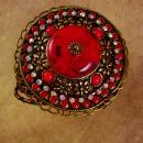 Fiery RED HUGE gypsy cuff bracelet bohemian rhinestones
