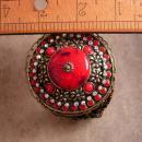 Fiery RED HUGE gypsy cuff bracelet bohemian rhinestones