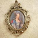 Vintage Marie Antoinette Silk Miniature Frame French Queen