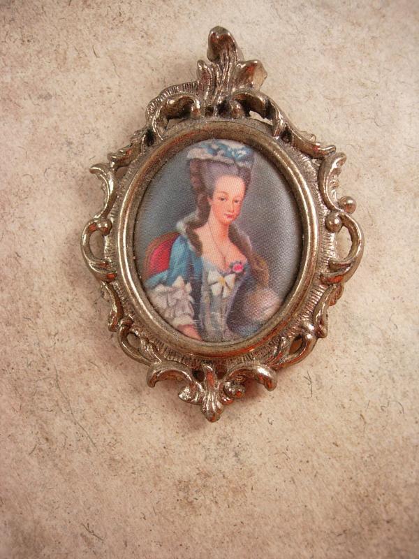 Vintage Marie Antoinette Silk Miniature Frame French Queen