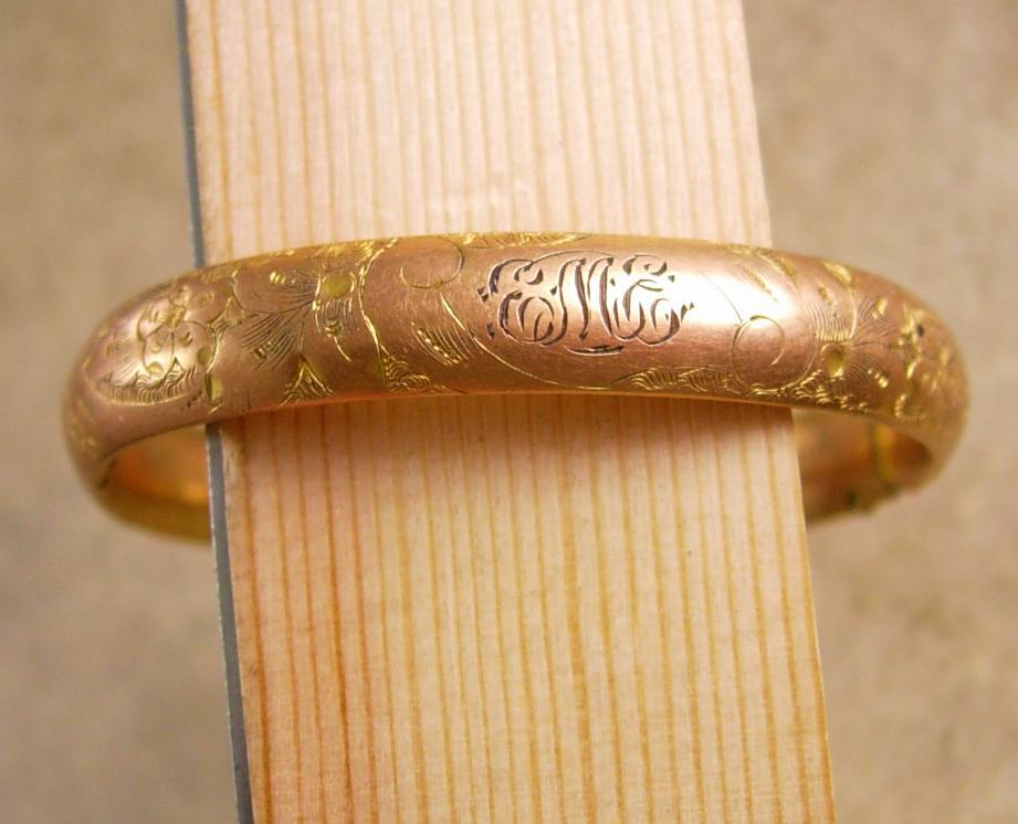 Antique Baby Victorian Bracelet EME initials gold filled bangle TINY