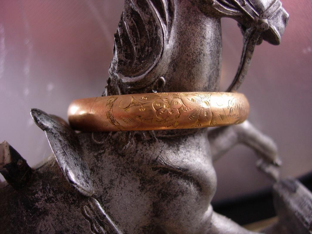 Antique Baby Victorian Bracelet EME initials gold filled bangle TINY
