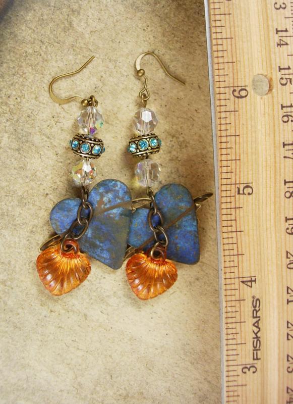 Victorian Cherub Heart earrings Dangle assemblage