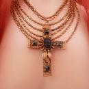Antique Jet Cameo Cross Necklace Gothic baroque statement victorian mourning choker