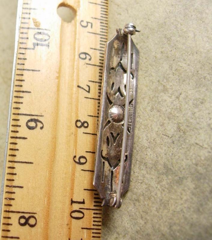 Vintage sterling pearl marcasite Brooch Art deco