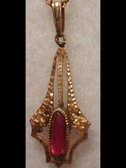 Art DECO RUBY simulated 1920's LAVALIERE