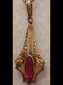 Art DECO RUBY simulated 1920's LAVALIERE
