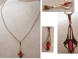 Art DECO RUBY simulated 1920's LAVALIERE
