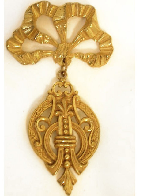 Signed Miriam Haskell ORNATE Brooch Pendant