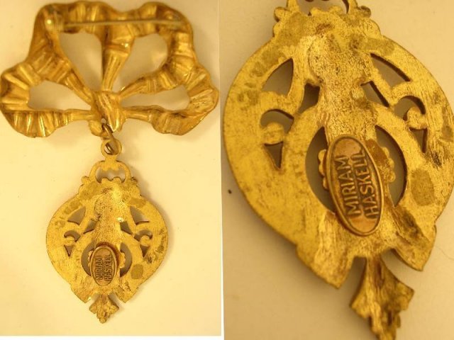 Signed Miriam Haskell ORNATE Brooch Pendant