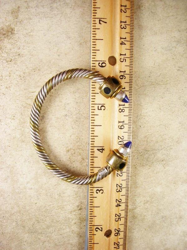 Vintage sterling Lapis lazuli Byzantine bracelet rope cuff jeweled hallmarked mexico