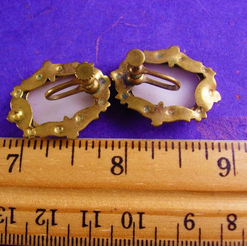 Antique Earrings Neoclassical PORTRAIT Victorian screw on porcelain womans face