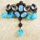 Rare Beauty Demi parure Brooch earrings poured dangle glass drops signed Austria