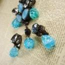 Rare Beauty Demi parure Brooch earrings poured dangle glass drops signed Austria