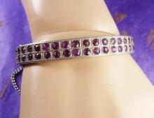 VIntage 1920s Bracelet art deco Pave Rhinestone rhodium hinged bangle