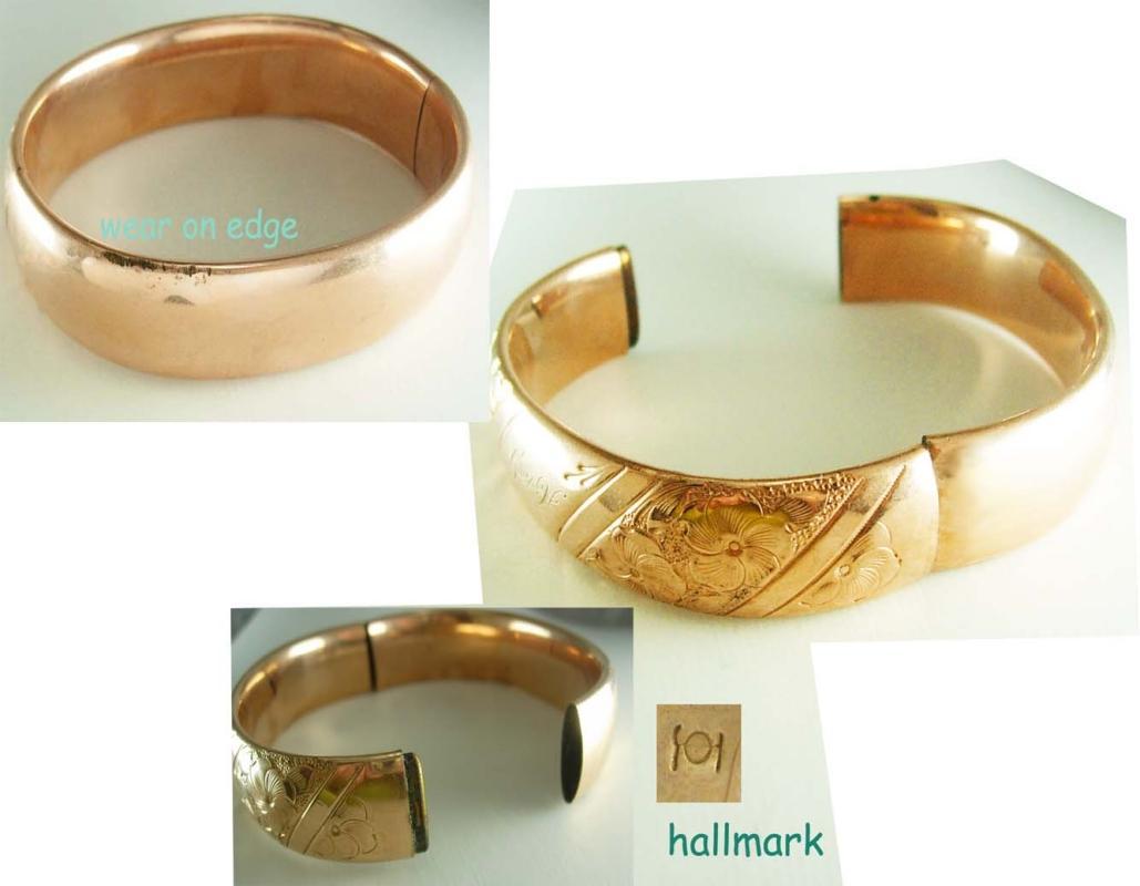 Antique ROSE gold filled WIDE Victorian bracelet sweetheart bangle Ornate design