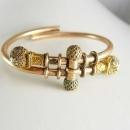 Antique 1882 9KT rose Gold bracelet Victorian ETRUSCAN Ball Bypass hinged march21 estate jewelry