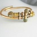 Antique 1882 9KT rose Gold bracelet Victorian ETRUSCAN Ball Bypass hinged march21 estate jewelry
