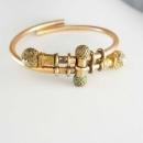 Antique 1882 9KT rose Gold bracelet Victorian ETRUSCAN Ball Bypass hinged march21 estate jewelry