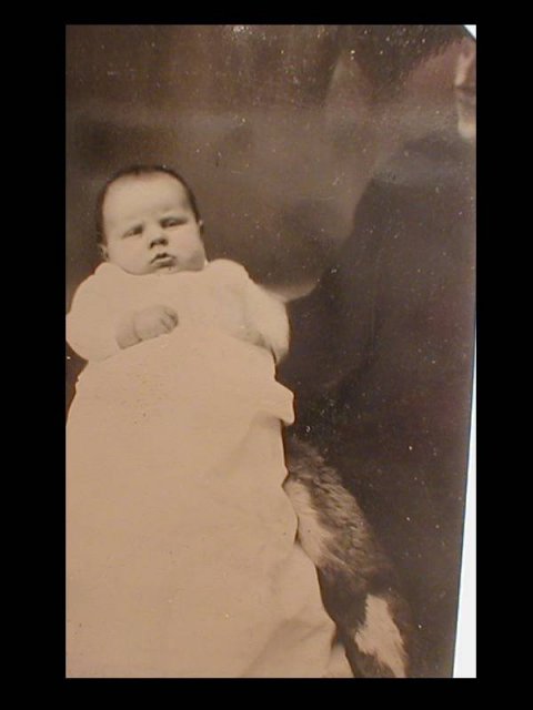 1800's BABY white gold RING AND TINTYPE baby
