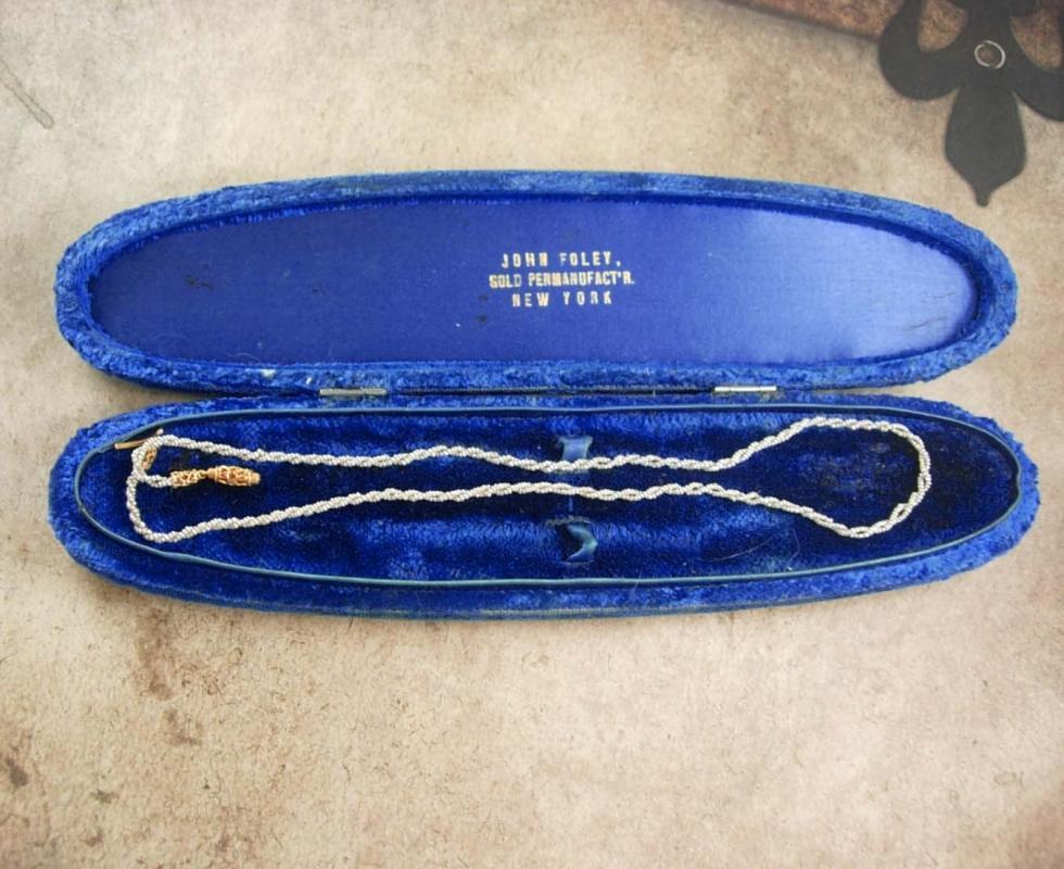 1800s GEORGIAN 14KT GOLD 900 Pearl necklace in original box antique Jewelry wedding gift