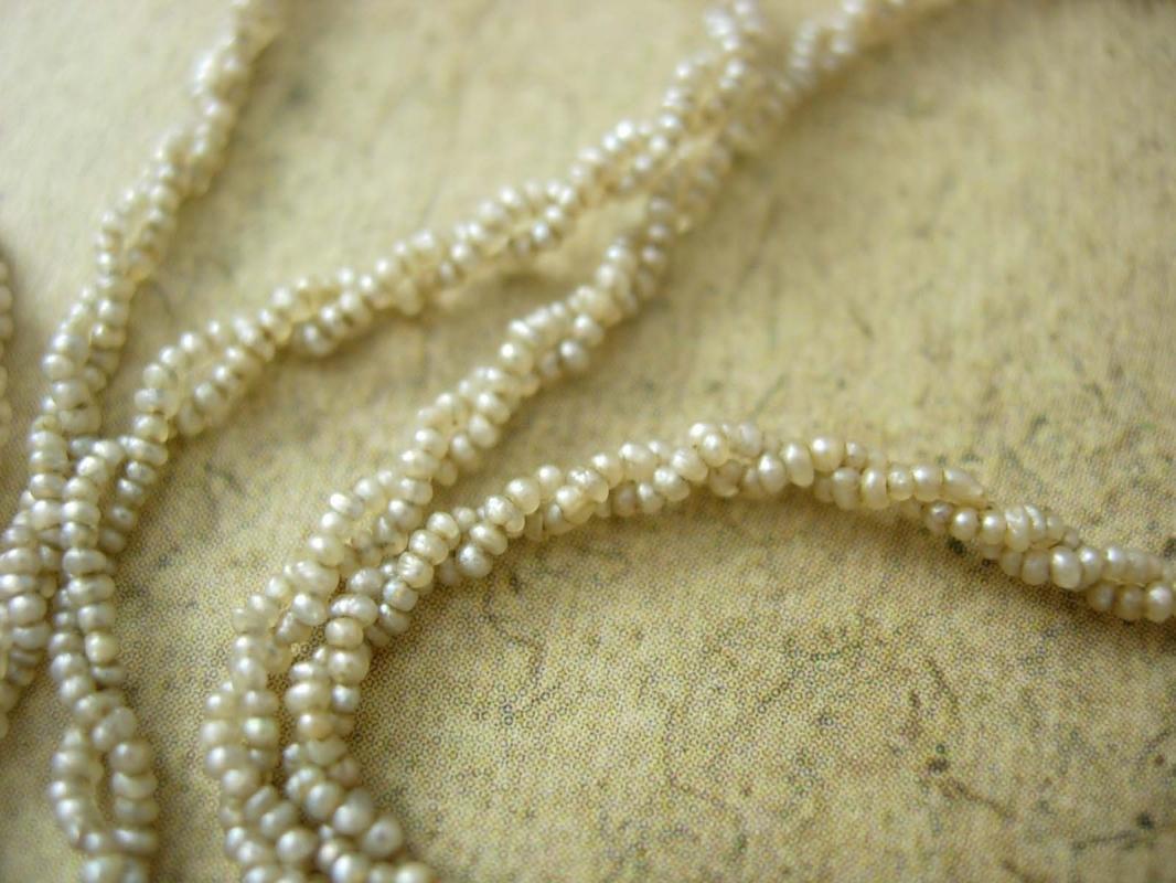 1800s GEORGIAN 14KT GOLD 900 Pearl necklace in original box antique Jewelry wedding gift