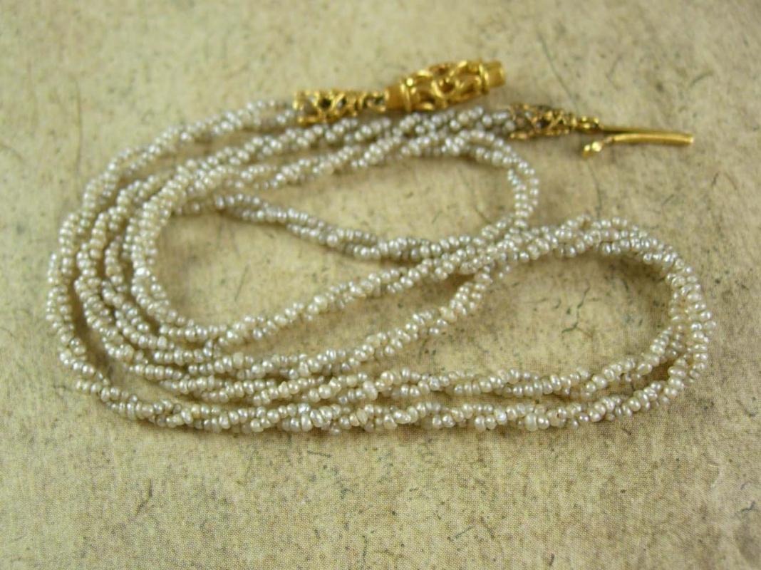 1800s GEORGIAN 14KT GOLD 900 Pearl necklace in original box antique Jewelry wedding gift