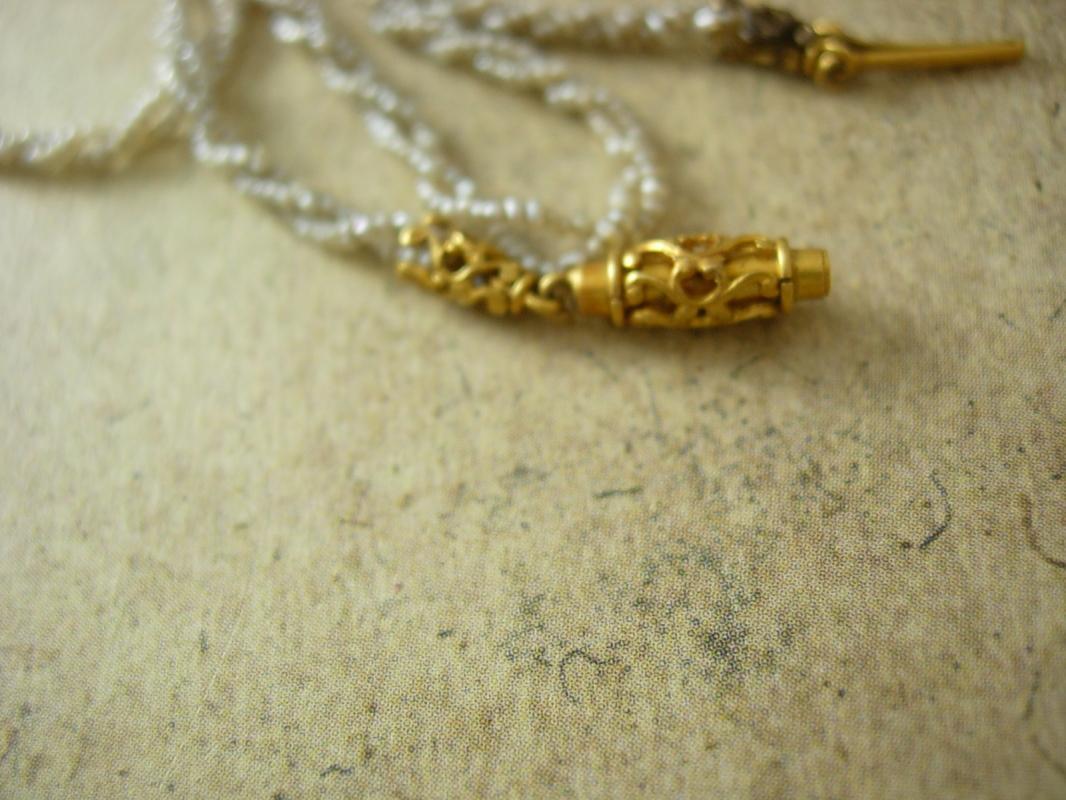 1800s GEORGIAN 14KT GOLD 900 Pearl necklace in original box antique Jewelry wedding gift