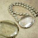 Vintage 1920s HUGE Art DECO Necklace Faceted Crystal GLASS pendant paste rhinestone chain