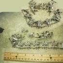 RARE Antique STERLING CHERUB Parure Silver bracelet earrings 2 Brooch putti Victorian angels 4pc set