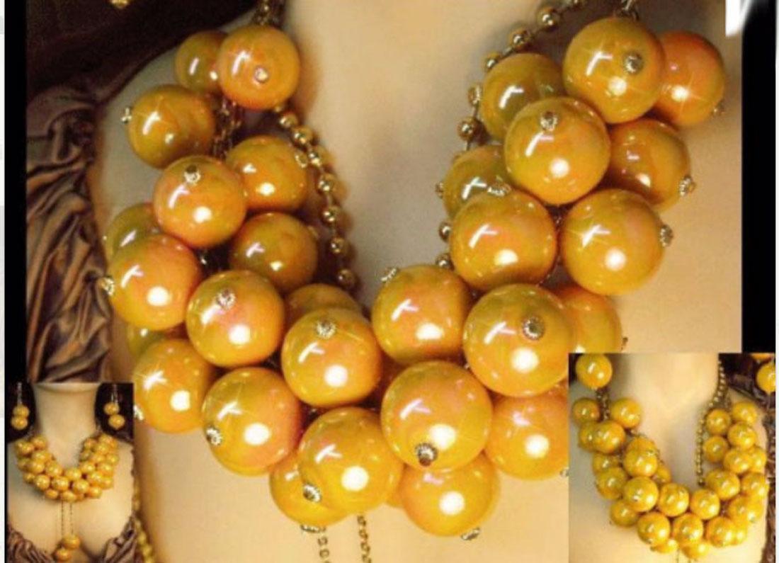 vintage HUGE Runway designer BAUBLE necklace statement piece shoulder duster earrings