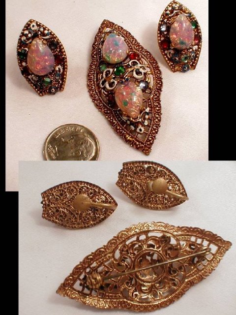 Austro hungarian ENAMEL rhinestone parure